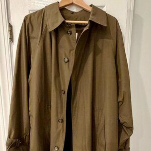 London Fog Men’s Trench Coat 42 Short Olive Khaki – Removable Wool-Blend Liner